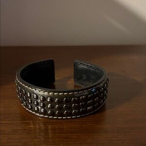 Burberry Black Studded Leather Cuff Bracelet